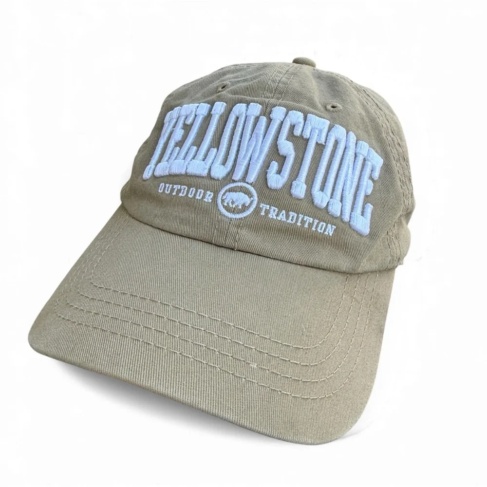 Yellowstone National Park Strapback Dad Hat Khaki Embroidered Bison